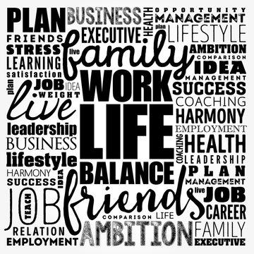 Work Life Balance word cloud collage , concept background