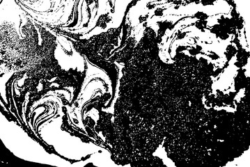 Black and white liquid texture. Watercolor hand drawn marbling illustration. Abstract vector background. Monochrome marble pattern.