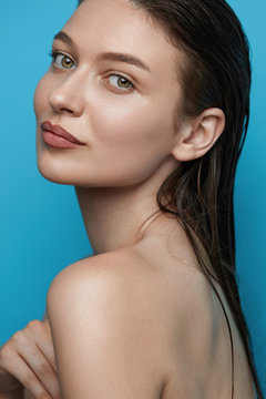 Skin Care. Young Woman With Beauty Face