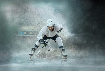  ice hockey Players in dynamic action in a professional