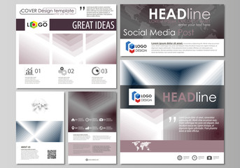 Social media posts set. Business templates. Easy editable flat design template, vector layouts in popular formats. Simple monochrome geometric pattern. Abstract polygonal style, modern background.