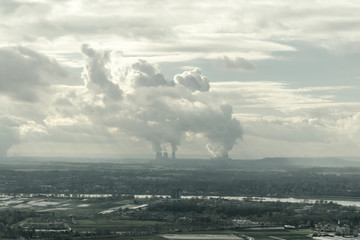 smog in a european city, aerial view, Germany