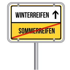 Winterreifen statt Somemrreifen Schild - Reifen wechseln -  Isoliert Vektor Eps10.