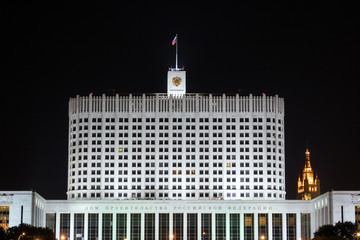 The Russian Federation government house by night