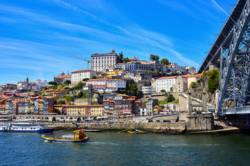 Fototapeta na wymiar Panoramic aerial view of Porto in a beautiful summer day, Portugal