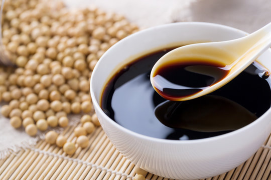 Soy sauce in a spoon