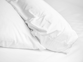 Zipper pillow and bolster on the bed in the bedroom for protection allergy.