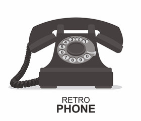 Black vintage telephone isolated on white