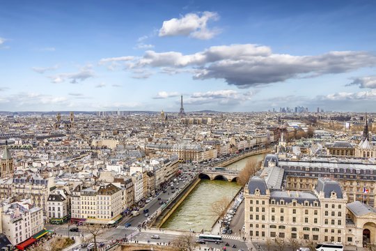 Aerial view of Paris cityscape