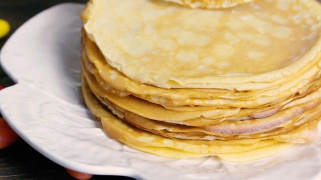pancakes on white plate