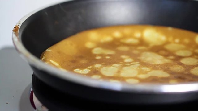 pancake on frying pan