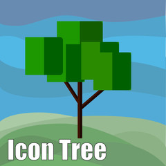 Flat tree icon. Collection of design elements for games, cartoons, illustrations and so on