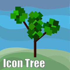 Flat tree icon. Collection of design elements for games, cartoons, illustrations and so on
