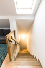 Wooden stairs of house interior