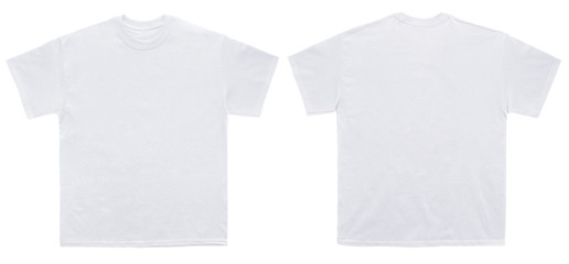 Blank T Shirt color white template front and back view on white background - obrazy, fototapety, plakaty
