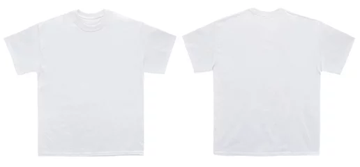 Fotobehang Blank T Shirt color white template front and back view on white background © Taeksang
