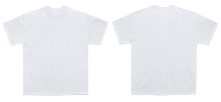 Blank T Shirt color white template front and back view on white background