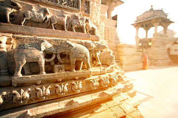 Indian temple with elephants