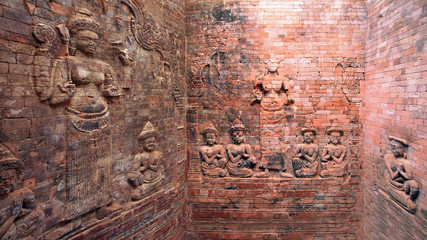 Cambodia Koh Ker, brick bas-relief