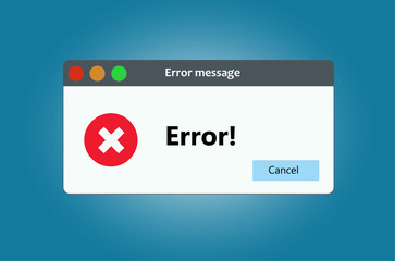 Window operating system error warning. Illustration on white isolated background.