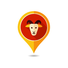 Goat vector pin map icon. Animal head