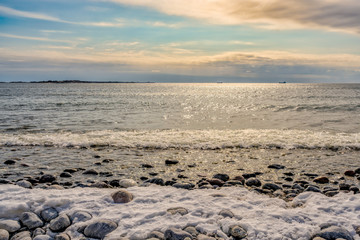 Toroe stone beach in Stockholm archipelago in springtime
