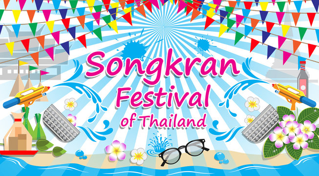 Songkran Festival of thailand, vector sign symbol