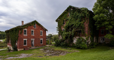 Fototapeta na wymiar Moody Depressing Skies - Abandoned Columbiana County Poorhouse - Lisbon, Ohio