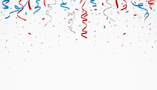 Independence day with american confetti and ribbon