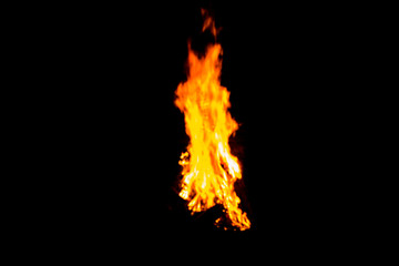 Bonfire blur silhouette Black background light