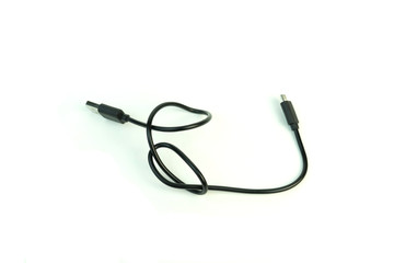The usb wire is black. Photo on white background.