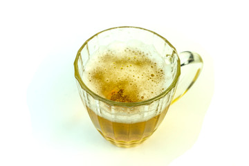 Beer mug with beer. photo on white background.