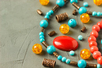 Tools, beads, accessories for making jewelry. Needlework.