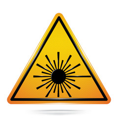 Vector and illustration of graphic style, Laser Radiation symbols, Yellow triangle Warning Dangerous icon on white background, Attracting attention Security First sign, Idea for presentation, EPS10.