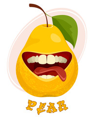 Playful pear on white