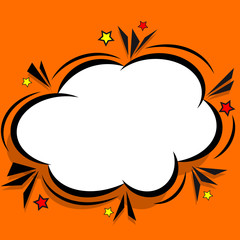 Retro comic design cloud. Flash explosion speech bubbles. Pop art vector elements.