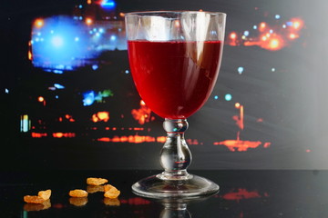 Glass of wine with bokeh background.