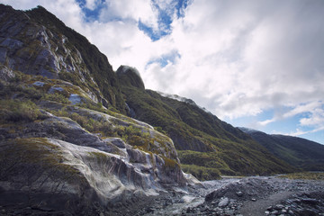 mountain scene in franz josef glacier most popular natural traveling destination in west coast of new zealand