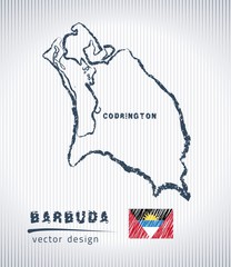 Barbuda national vector drawing map on white background