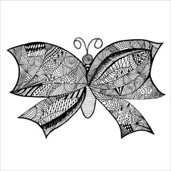 Butterfly doodle hand drawn sketch on white background - 199577811