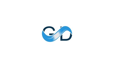 GD letter sea wave logo, DG GD initial company Wave G logo blue
