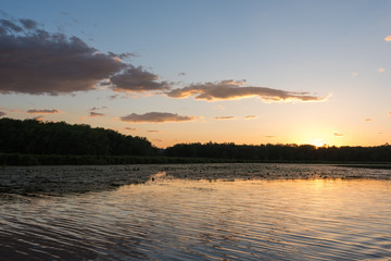 Obraz premium Summer Sunset Over Lake 