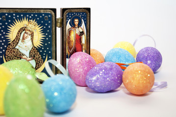 Easter. Easter eggs isolated on white background.