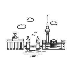 Berlin Cityscape line icon style vector illustration © eyewave