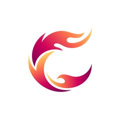 Fire Flame Letter C, Initial Letter Logo Design