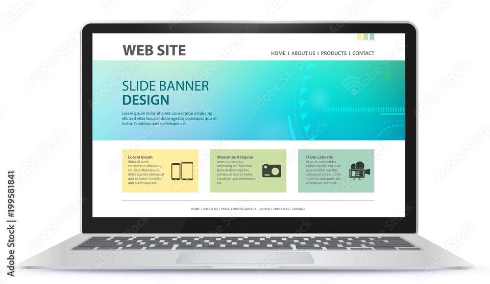 Poster responsive web site design with laptop screen