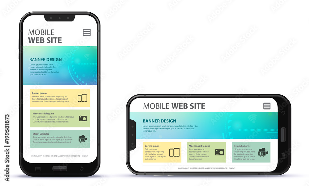 Poster responsive web site design with mobile phone screen