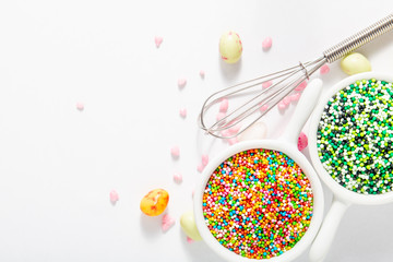 back ground Food decoration concept colorful SPARKLING sugar on with background