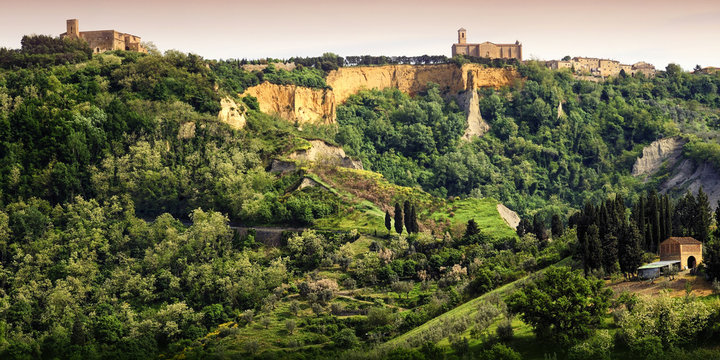 Volterra. Balze of Volterra and medieval town of Tuscany. Italy