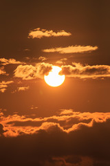Beautiful Golden sky  with cloud before sunset